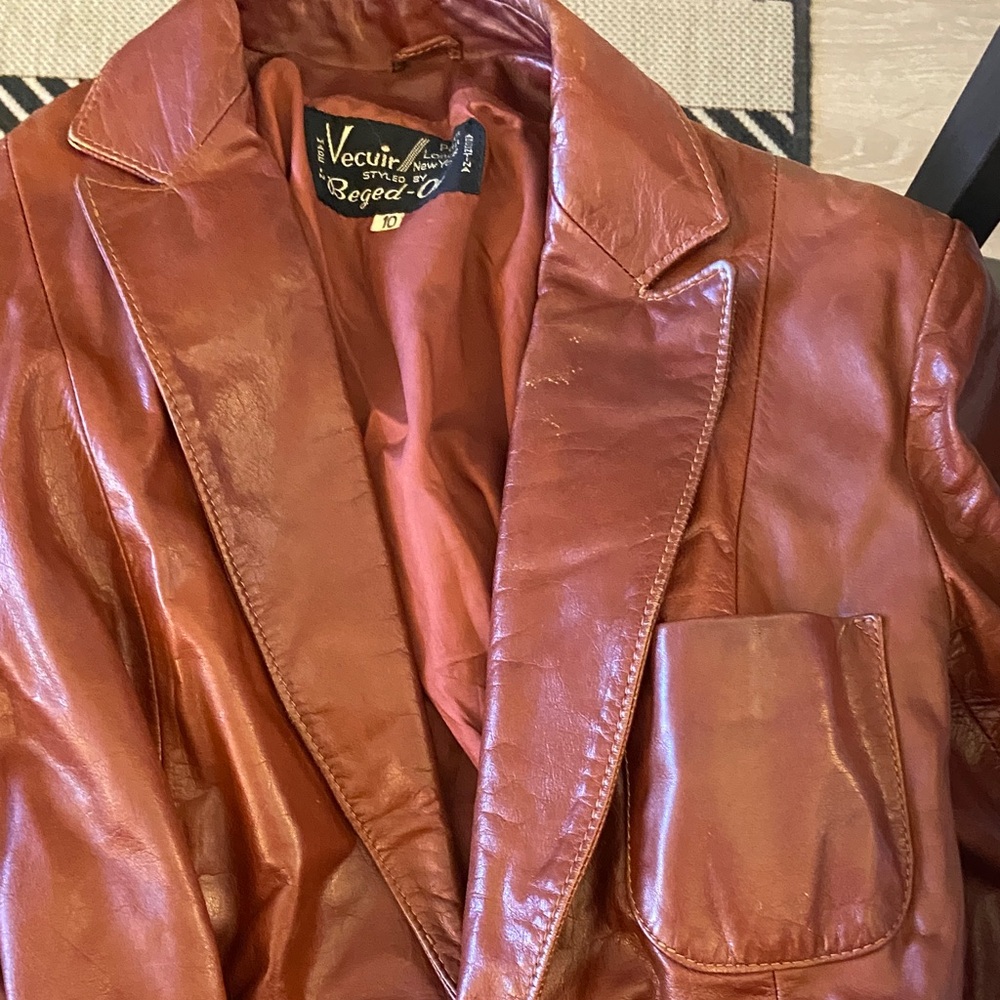 Vintage 70’s Women's Leather  Blazer in burnt sienna